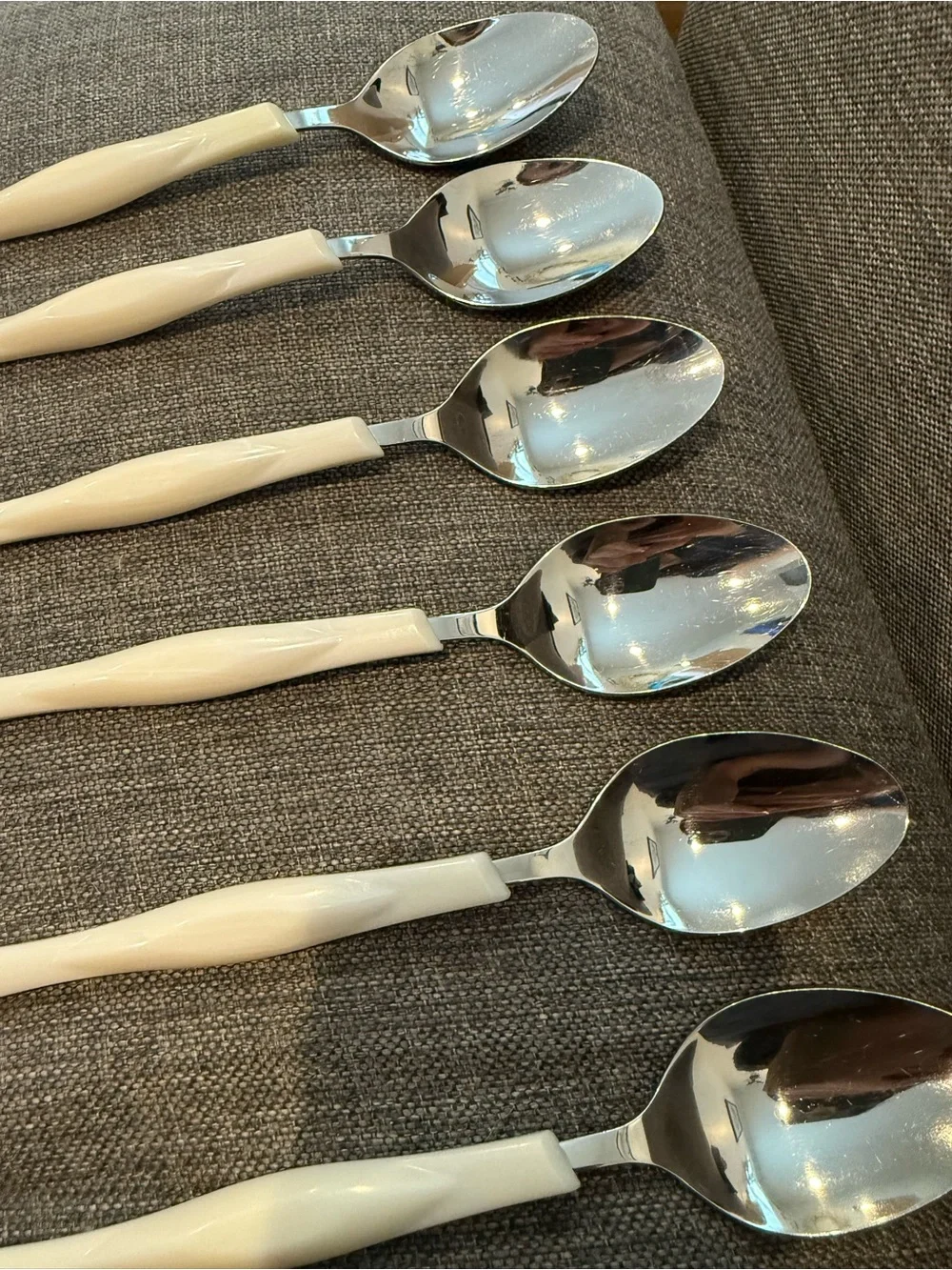 Cutco White Pearl 8” Soup Table Spoons Set of 6 Discontinued Flatware